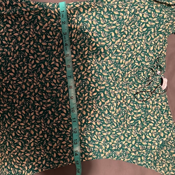 NWOT Zara Green Botanical Leaf Print Sweetheart Off Shoulder Front Slit Dress - Picture 5 of 5